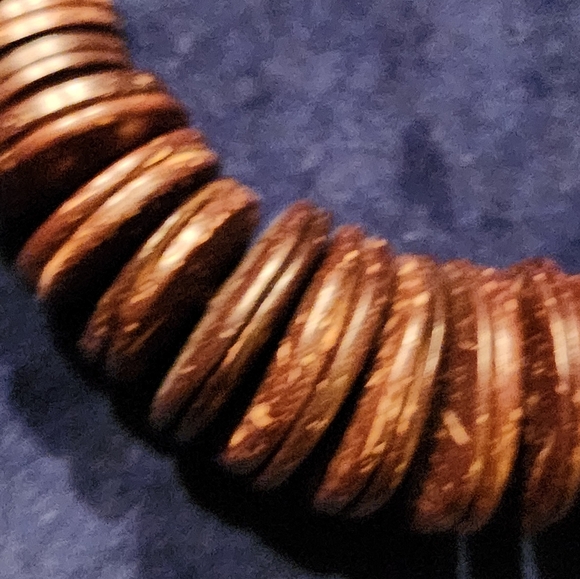 Vintage Boho Brown Coconut Shell Necklace - Picture 3 of 6